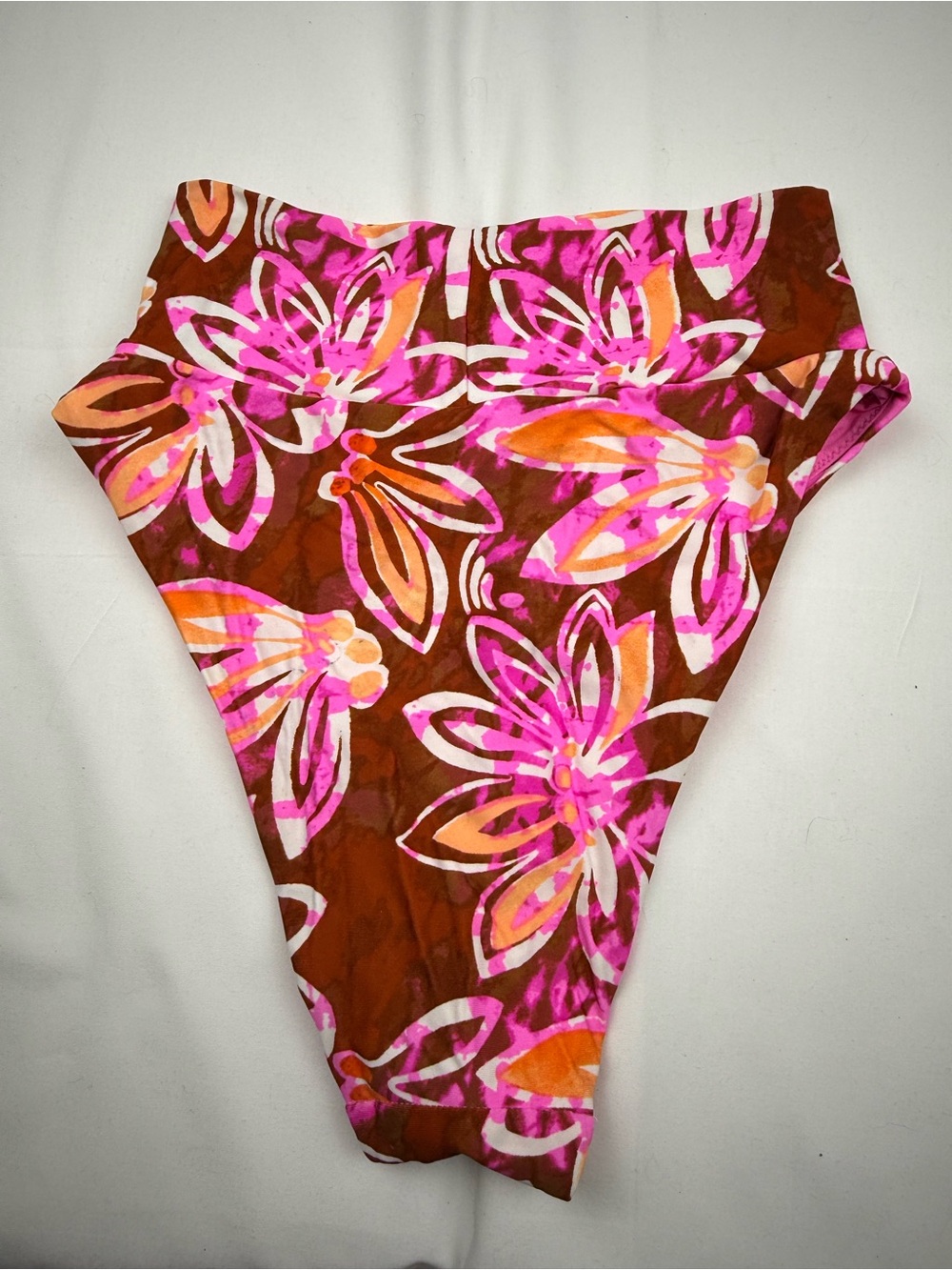 Aerie swim Women’s High-Waist Floral Bikini Bottom - Pink/Brown - Picture 2 of 3
